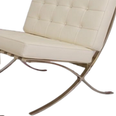 Premium Cremefarbener Barcelona Pavilion Stuhl mit Ottomane - Replik